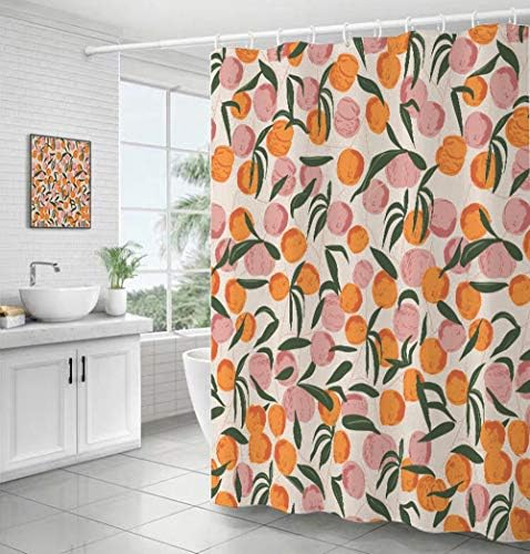 Dekorativna zavjesa za tuširanje breskve vodootporna poliesterska tkanina, kućna dekor za kupatilo viseće zavjese s kukama 72 do 72