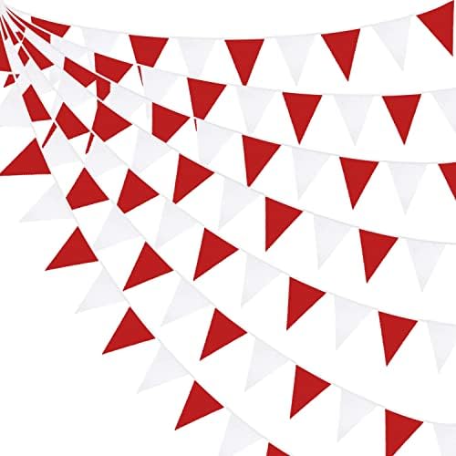 32ft crveno-bijeli zastavica banner tkanina trokut zastava strnadica vijenac strije za vjenčanje angažman svadbeni tuš Godišnjica djevojačka