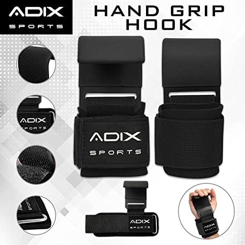 ADIX Sports- Kuke za dizanje utega Grip- bez klizanja gumenog premaza, dvostruko šivanje s obloženim neoprenom debljine 8 mm