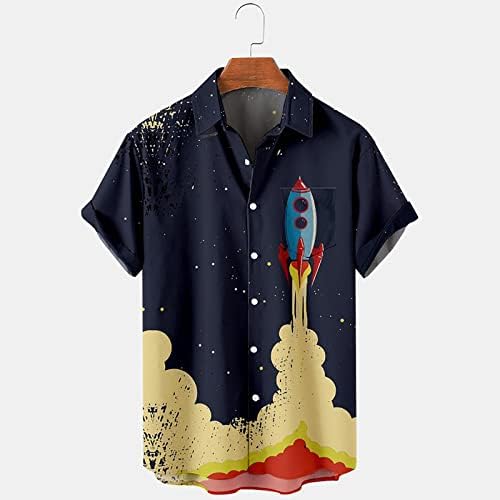 Labavi Vintage kratki ležerni gumbi Muška bluza s printom Majica vrhovi dugih rukava Muška bluza Muške majice