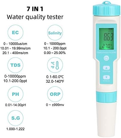 FDIT Profesionalni ispitivač kvalitete vode za ispitivanje kvalitete vode mjerač saliniteta ph tds ec orp tester, 4 u 1 prijenosni