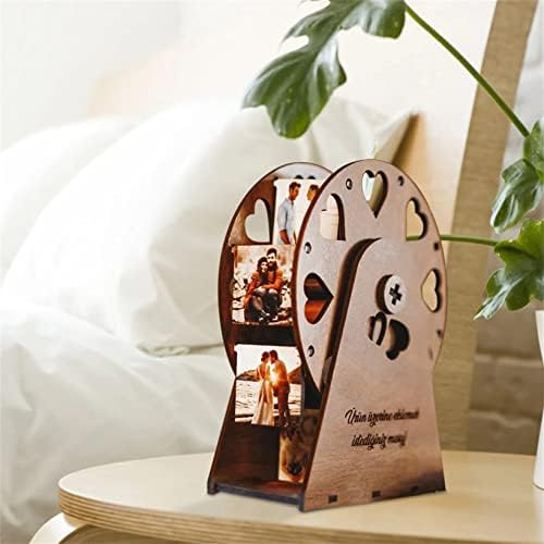 Personalizirani mini fotookvir s Ferris kotačićem za obitelj dekor s ukrasima od 8 fotografija rotirajući drveni okvir za fotografije