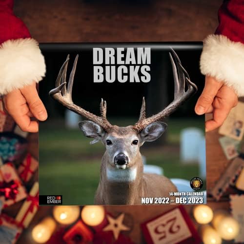 Crveni Ember Dream Bucks 2023 Hangable Mjesečni zidni kalendar | 12 x 24 Otvoreno | Debeli i čvrsti papir | Dariva | Životinje velike