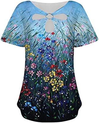 Ženske slatke majice casual bluze elegantne modne košulje 2023 bluze s cvjetnim printom tunika kratkih rukava modna majica s izrezom