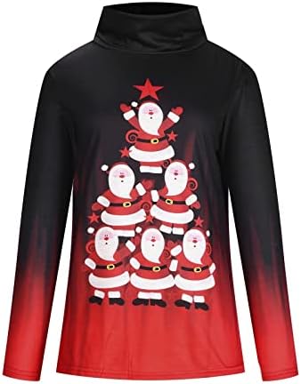 Majica s majicama s Božićem za žene, lagana majica s puloverom s uzorkom božićnog drvca s dugim rukavima
