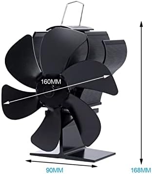Crni ventilator za kamin s 6 lopatica, ventilator peći na toplinu, plamenik na drva, ekološki prihvatljiv tihi ventilator za dom, učinkovita