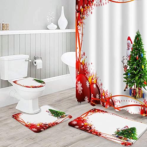Božićni ukras poklon Djed Mraz zavjese za tuširanje Vodootporna zavjesa za kupaonicu toaletni poklopac tepih set prostirki za dekoraciju