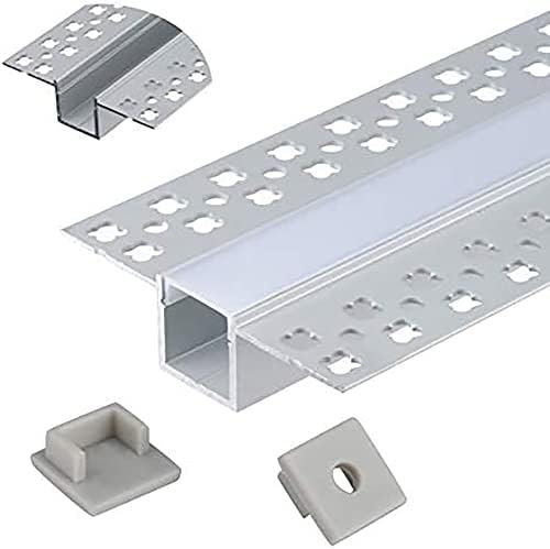 20 pakiranja 6,6 stopa/2 metra ugrađenog u žbuku tankog LED aluminijskog kanala s prirubnicom za LED traku, aluminijskim LED profilom
