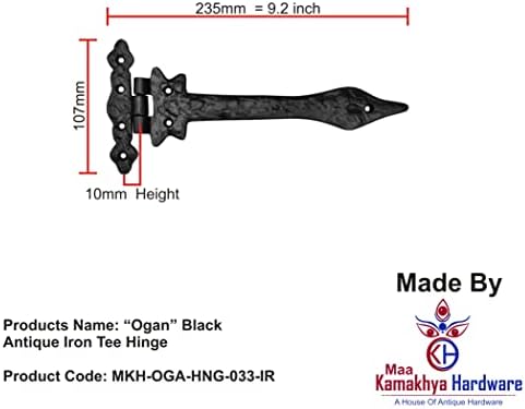 Maa Kamakhya hardver Ogan Crni antikni šarka od željeza-isporučena kao 2 komada po paketu 235 mm x 107 mm x 10 mm mkh-oga-hng-033-ir-bpc
