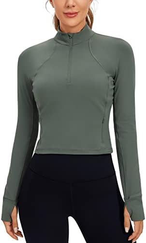 Crz joga ženske majice za vježbanje dugih rukava za trening dugih rukava pola zip pulover dukverica atletski obrezani vrhovi košulja