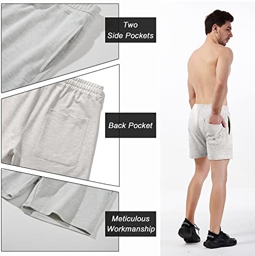 Arloesi mens 5,5 atletske kratke hlače u teretani pamučni jogger znoj kratke hlače s džepovima