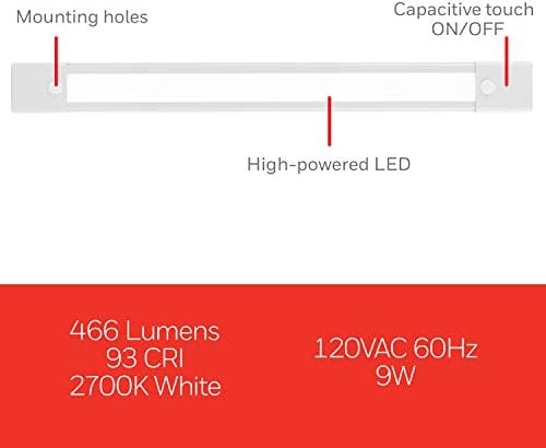 Ultrapro 12 inča. Ugradno LED svjetlo za uključivanje/isključivanje na dodir, 2 komada, toplo bijelo, bar za doručak, osvjetljenje