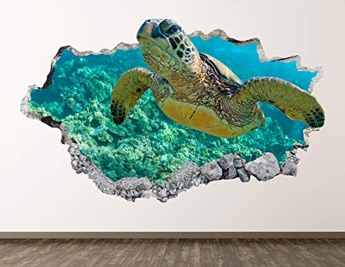 Divlja kornjača zidna naljepnica art dekor 3d razbijena oceanska naljepnica za životinje plakat Dječja soba mural prilagođeni poklon