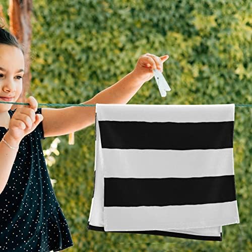 Black White Stripe Set ručnika za lice od 2, ručnici za ručnike za ručnike za ručnike za plaža za kupanje Kuhinj Kuhinj, 30x15