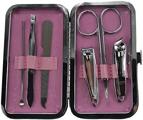 6-komadića set manikure od nehrđajućeg čelika, set za putovanja i njegu, alati za osobnu njegu, škare za nokte, kit za nokte s kožnim