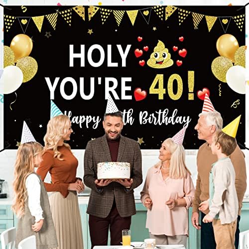 Smiješni ukrasi za 40. rođendan za muškarce i žene, crni Zlatni natpis za sretan rođendan za 40. rođendan, pribor za zabave, dekor