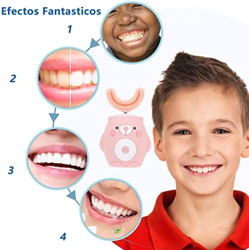 ToddMomy ružičasta četkica U-oblika glava za njegu zuba Oblik u obliku zuba: četkice za punjivanje električnih mališana, tip crtanih