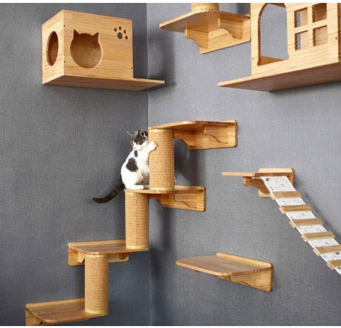 Igračke za mačke mačji most ljestve za penjanje mačja kućica na drvetu drvena platforma za skakanje mačića namještaj za kućne ljubimce