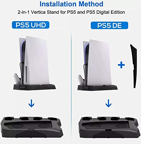 ALBTEC VERTIKI PUNJENJE SA FANTION FANCIJSKIM s PS5 konzolom i PlayStation 5 Digitalno izdanje/Ultra HD punjač s dvostrukim kontrolerom