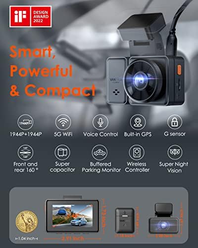 Paket-4 stavke: Vantrue E2 Wi-Fi prednji i stražnji GPS crtica Cam + Vantrue 256 GB MicroSD kartica + Type C Hardwire Kit + CPL