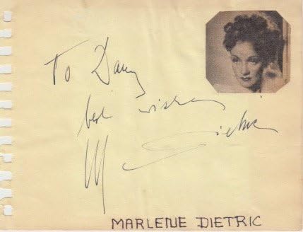 Marlene Dietrich dala je autogram