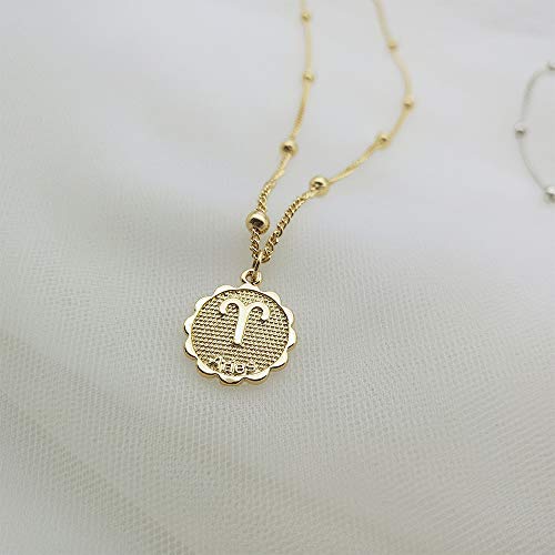 Ogrlica sa horoskopskim znakom, ogrlica s privjeskom s ugraviranim novčićem, ogrlica s ovnom, Astrologija, izjava, nakit, poklon za