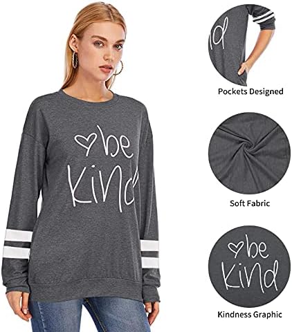 MK Shop Limited Women Budite ljubazni print Twimshirt Inspirativna pisma Pulover casual majice vrh