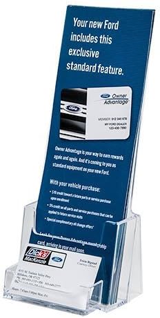 Clear -Ad - akrilni trostruki držač brošure s džepom posjetnica - prikaz karata za stalak - stalak za pamflet - LHF -P100