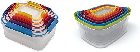 Set plastičnih spremnika za pohranu hrane s nepropusnim poklopcima koji se mogu zaključati i set plastičnih spremnika za pohranu hrane