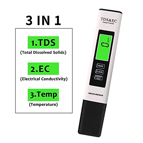 Digitalni TDS metar, EC i temperaturni mjerač 3 u 1, idealan olovka za ispitivanje kvalitete vode za pitku vodu, PPM mjerač olovke