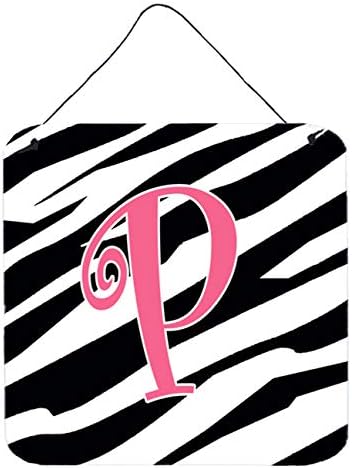 $ 1037 - $ 66 početno slovo Zebra prugaste zebre i ružičasti otisci za vješanje na zid ili vrata aluminijski metalni kuhinjski znak