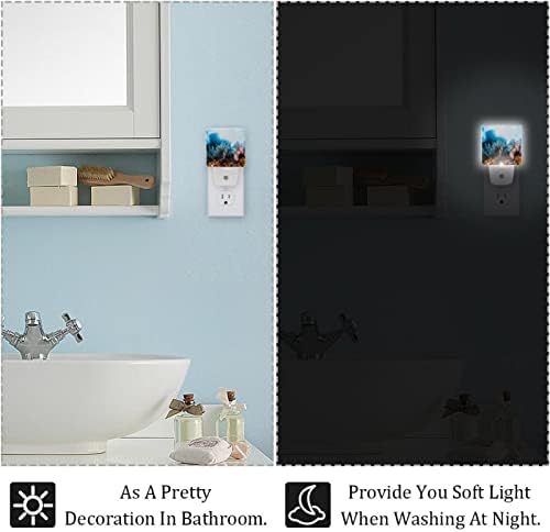 2 pakiranja LED Night Light Auto/OFF/OFF Switch, koraljna riba oko Sha Ab Mahmud idealno za spavaću sobu, kupaonicu, vrtić, kuhinju,