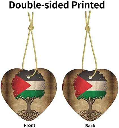 Drvo života Palestinska zastava božićna keramička privjeska u obliku srca, privjesak za ukrašavanje božićnog drvca