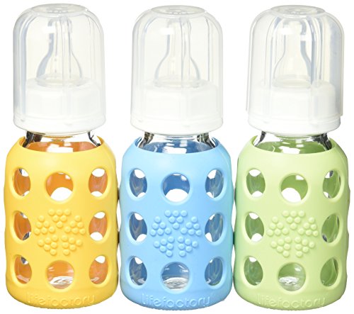 Staklena bočica za bebe od 4 oz sa silikonskim rukavom od 4 oz-3 pakiranja (zelena / zelena...