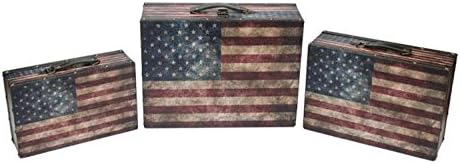 Northlight Set od 3 rustikalne američke zastave drvene kutije 16 Ukrasno skladištenje, raznobojni