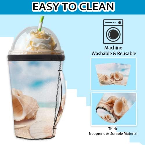 Seashell Starfish za višekratnu upotrebu ledene kave s ručicom neoprene čahura za čašicu za sodu, latte, čaj, pića, pivo