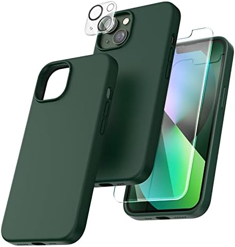 TOCOL 5 u 1 za slučaj iPhone 13, s zaštitnikom zaslona s 2 pakiranja + 2 pakiranja zaštitnika za kameru, likvidni silikonski telefon
