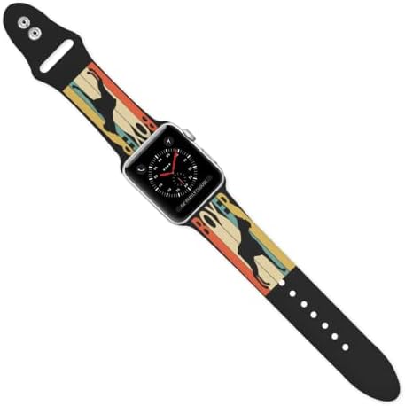 Dog Boxer Retro originalni tiskani uzorak Apple Watch - Mekani i izdržljivi silikone Apple Watch Band Jednostavno za instaliranje pametnih