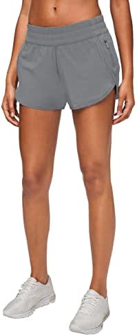 MCEDAR 4 kratke kratke kratke trake za atletske staze za žene s oblogom brzo suho trčanje kratkih kratkih hlača s patentnim zatvaračima.