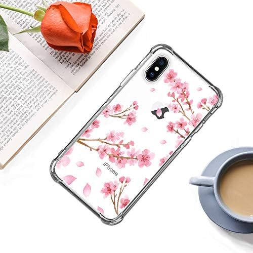 Heyorun cvjetanje trešnje Clossom Clear Clease kompatibilan za iPhone XS/iPhone X 5,8 inča, djevojke Sakura i žene mekog poklopca kućišta,