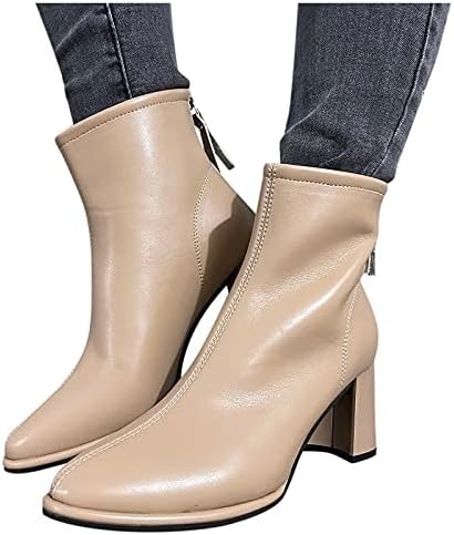 Čizme za žene modni patentni zatvarač cvrkutne čizme ženske prozračne cipele kratke retro pete visoke ženske čizme ženske egzotične