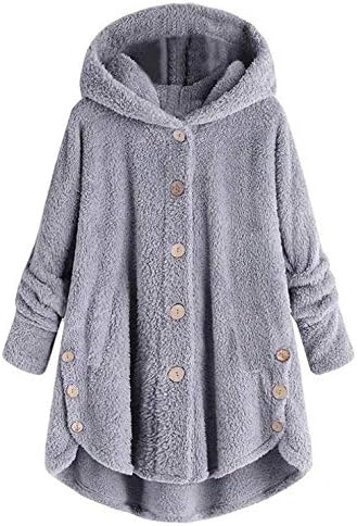 Ženski kaput od gumba za runo labavo plišano casual nadmašuje toplo zimsko preveliki džemper kardigan pahuljasti zgušnjavanje vanjske