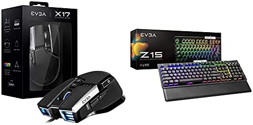 EVGA X17 Igrački miš, ožičen, crni, prilagodljivi Z15 RGB igračka tipkovnica, RGB LED za povratno osvjetljenje, mehanički brončani