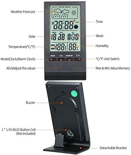 Mini digitalni mjerač temperature i vlažnosti termometar unutarnji higrometar monitor senzor budilica s prikazom maksimalne minimalne