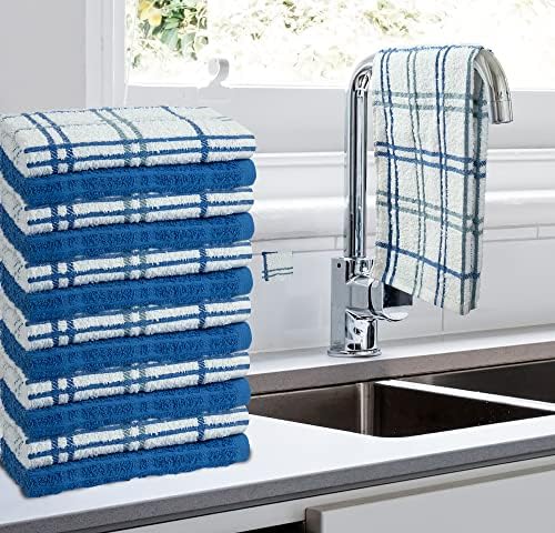 Oakias plavi kuhinjski ručnici i set za posuđe, 16 x 26 inča i 12 x 12 inča, set od 24 pakiranja snopa, ručnike za sušenje za sušenje