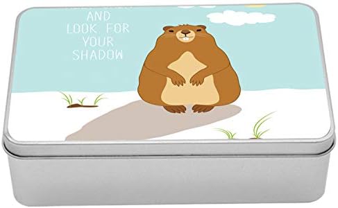 Ambsonne Groundhog Day kolekcija kolekcija limena kutija, budite mirni i potražite svoju sjenu stojećeg Marmot sunca, prijenosni pravokutni