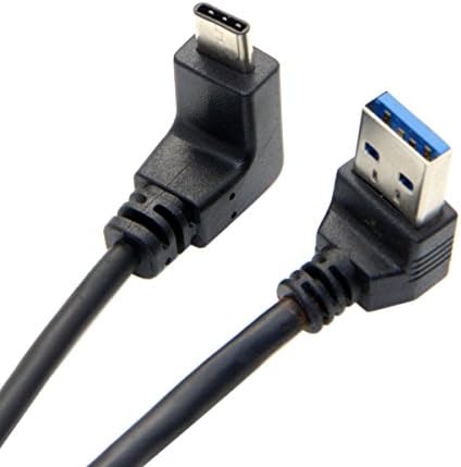 CABLECC USB 3.1 USB-C reverzibilni kut na 90 stupnjeva u kutni kabel za muški podatkovni kabel za tablet telefon