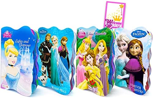 Disney Princess Frozen Board Books Set - Bundle s 4 knjige u obliku ploče s Ariel, Pepeljuga, Belle, Anna, Elsa s vješalicom za vrata