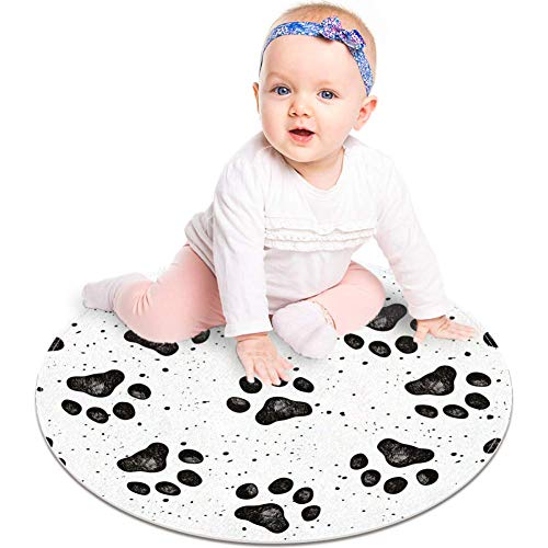 Medvjeda šapa životinje uzorak otiska, non proklizavanje 23,6 okrugli tepih tepiha tepih tepih za djecu spavaće sobe soba za bebe igralište