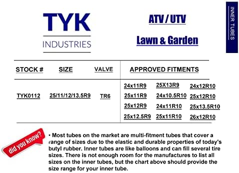 25x13-9 ATV UTV Unutarnja cijev radijalne gume sa stabljikom metalnog ventila TR6 od strane Tyk Industries. 25x13.00-9 INER CUBE.